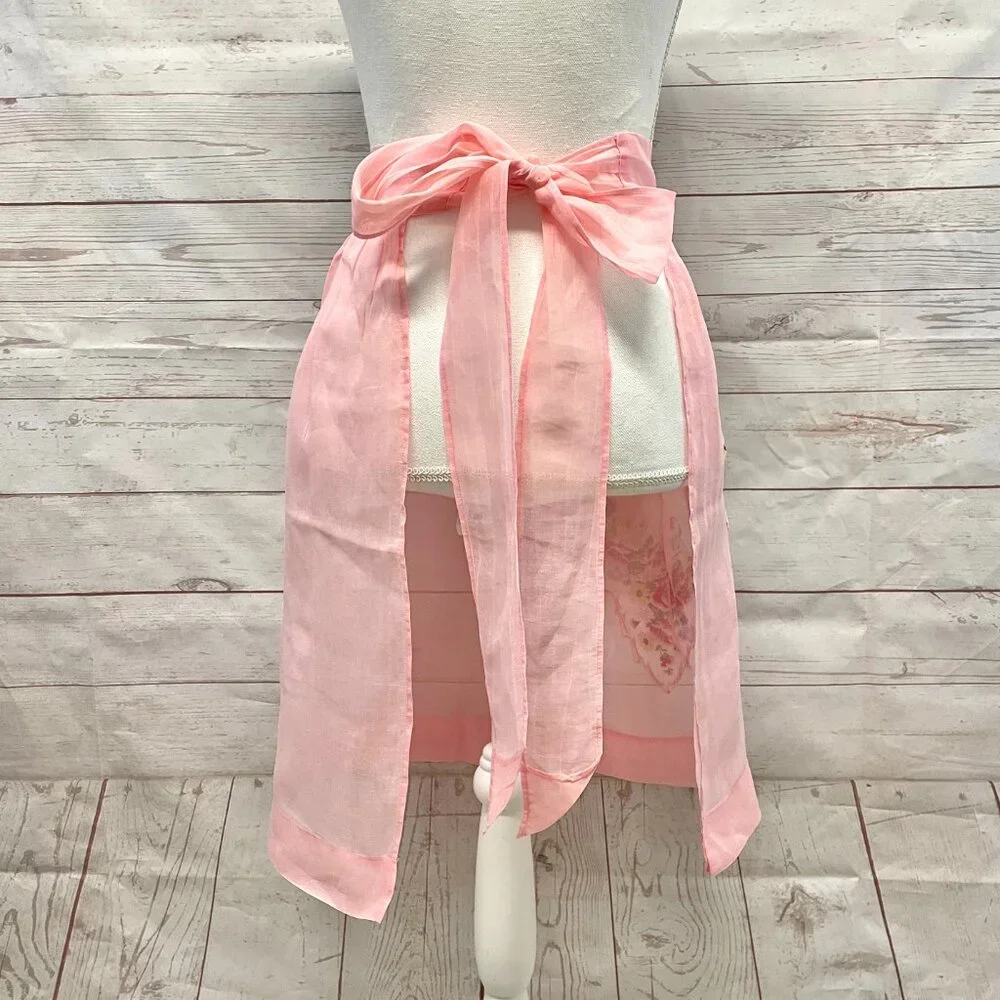Vintage Sheer Retro Apron with Vintage Hanky Pocket